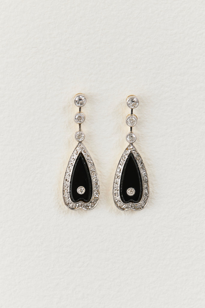 Art Deco Onyx Drop Earrings