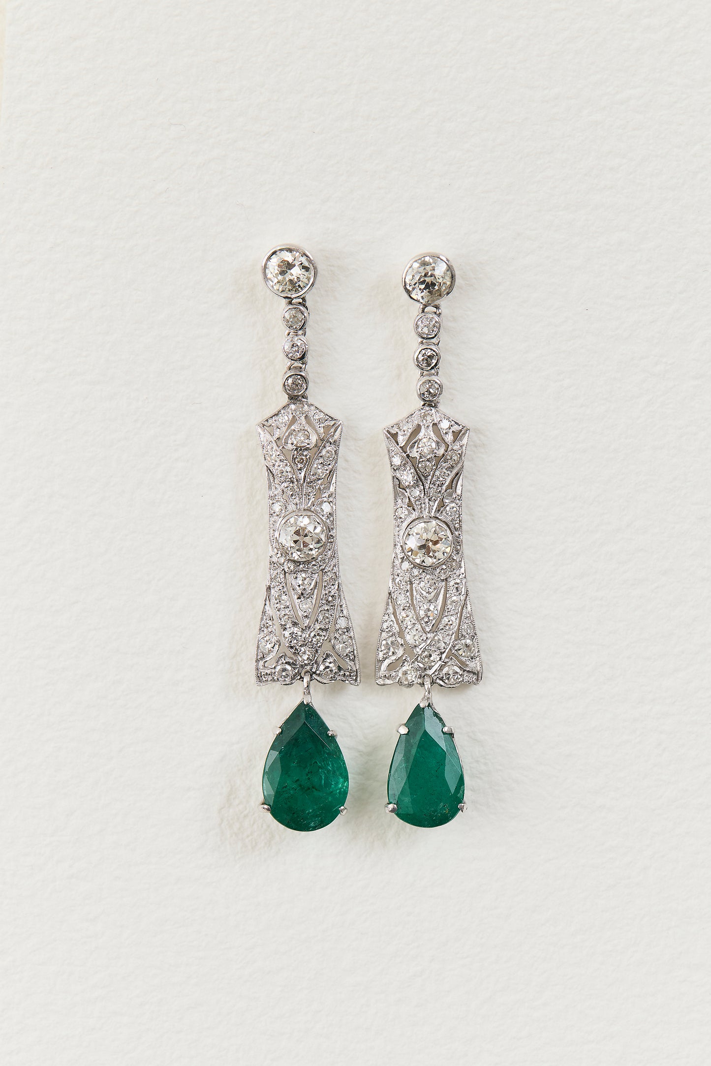 Art Deco Emerald Drop Earrings