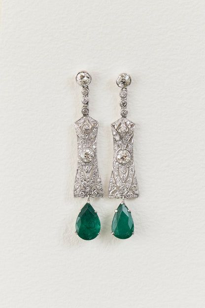 Art Deco Emerald Drop Earrings