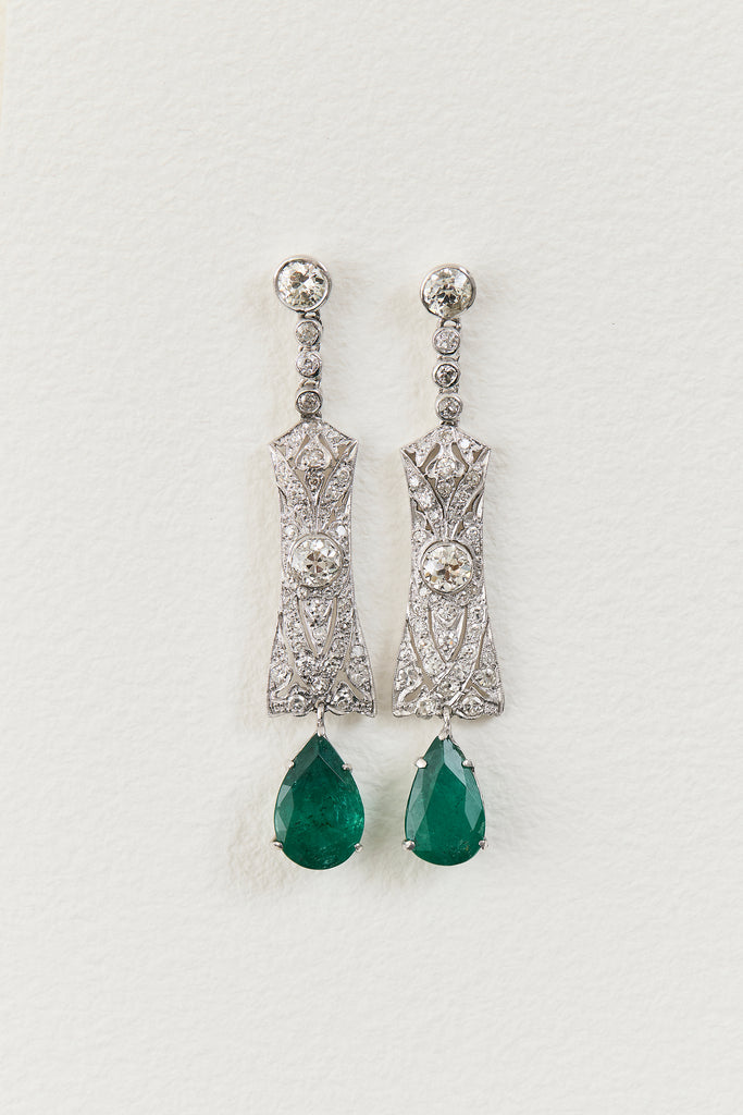 Art Deco Emerald Drop Earrings