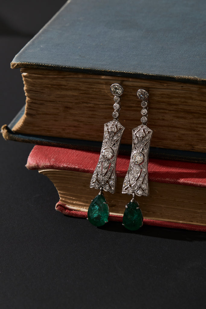 Art Deco Emerald Drop Earrings