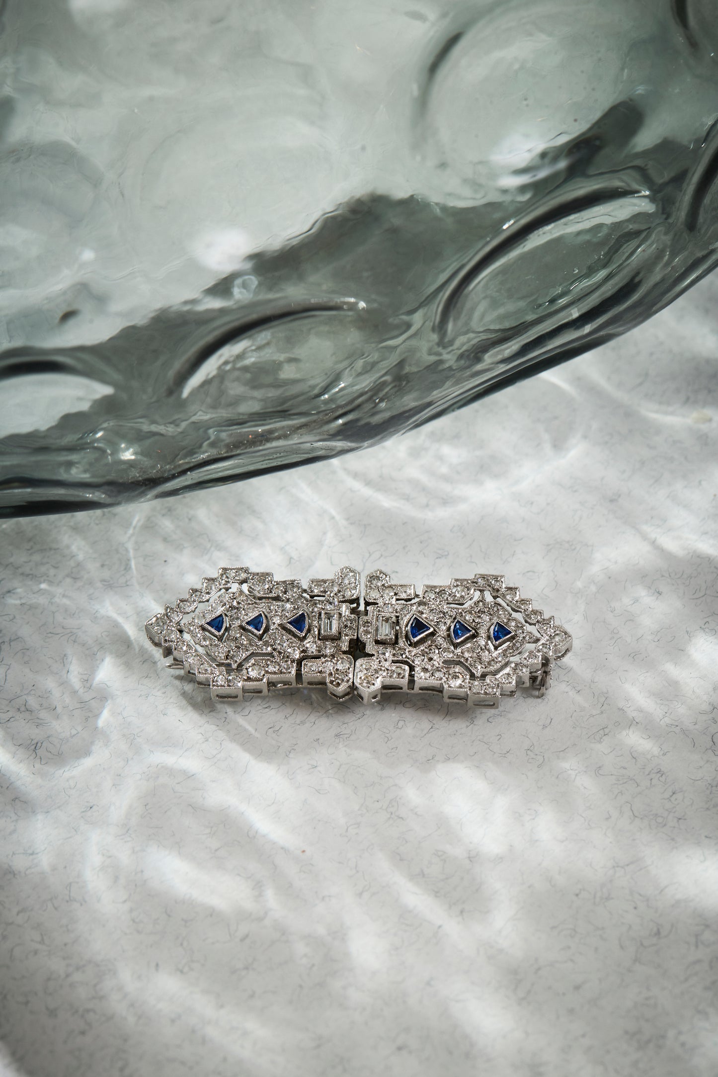 Art Deco Sapphire Brooch Clips