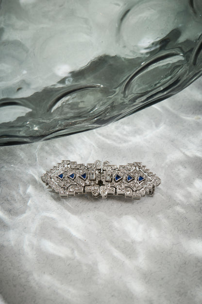 Art Deco Sapphire Brooch Clips