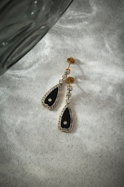 Art Deco Onyx Drop Earrings