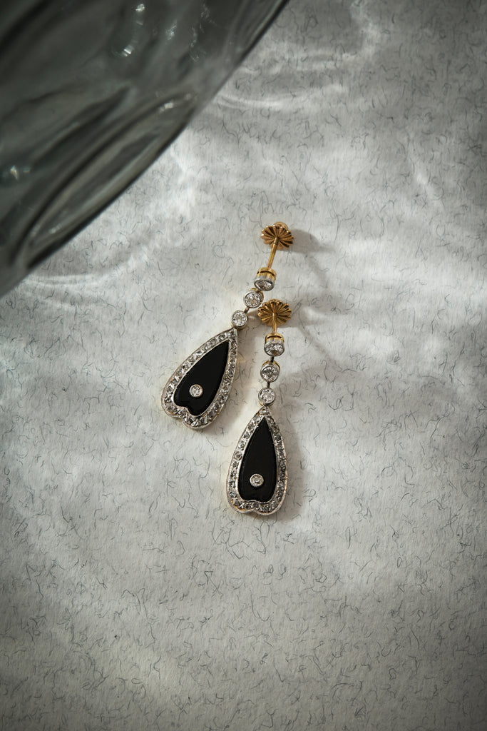 Art Deco Onyx Drop Earrings
