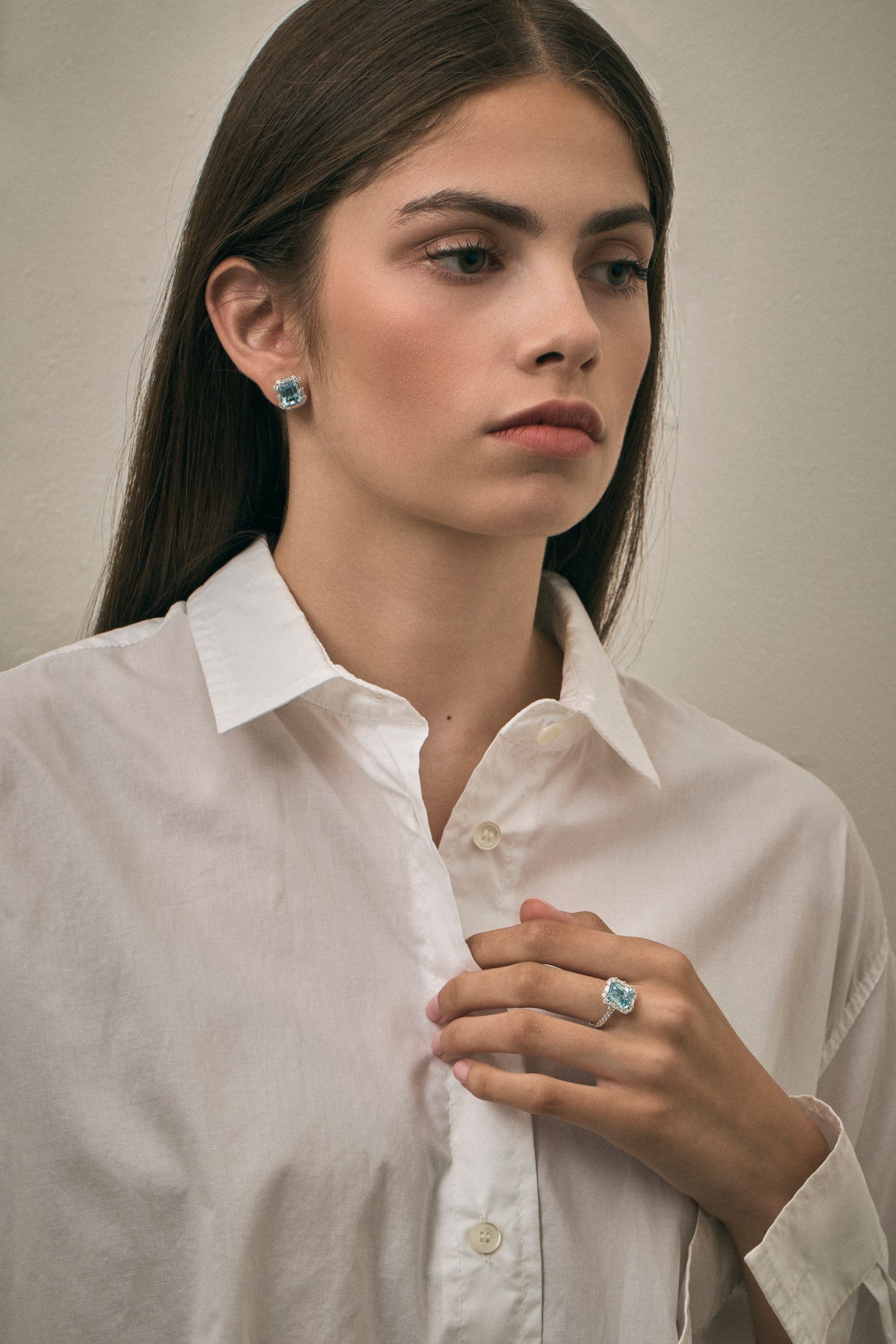 Aquamarine Deco Inspired Studs