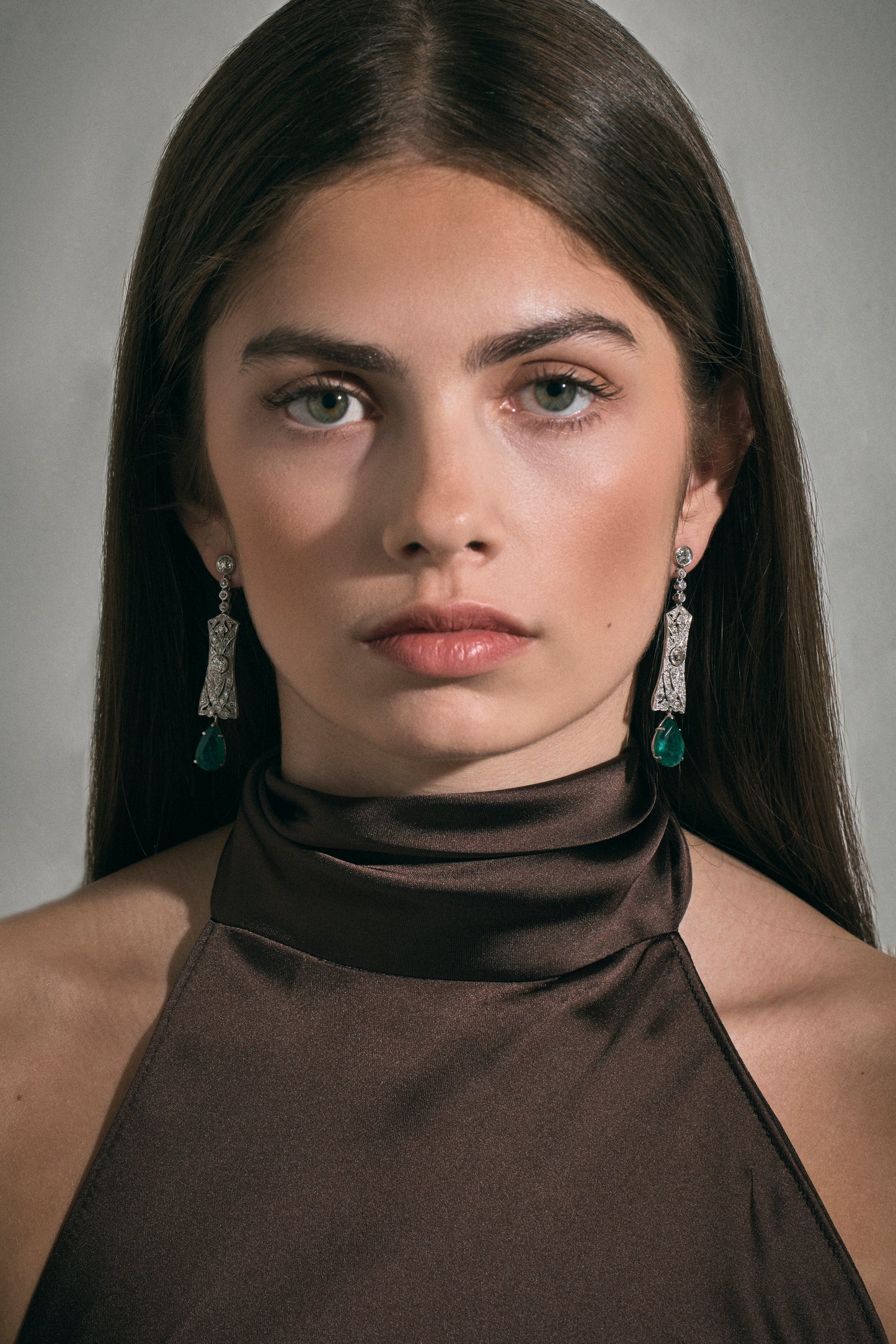 Art Deco Emerald Drop Earrings