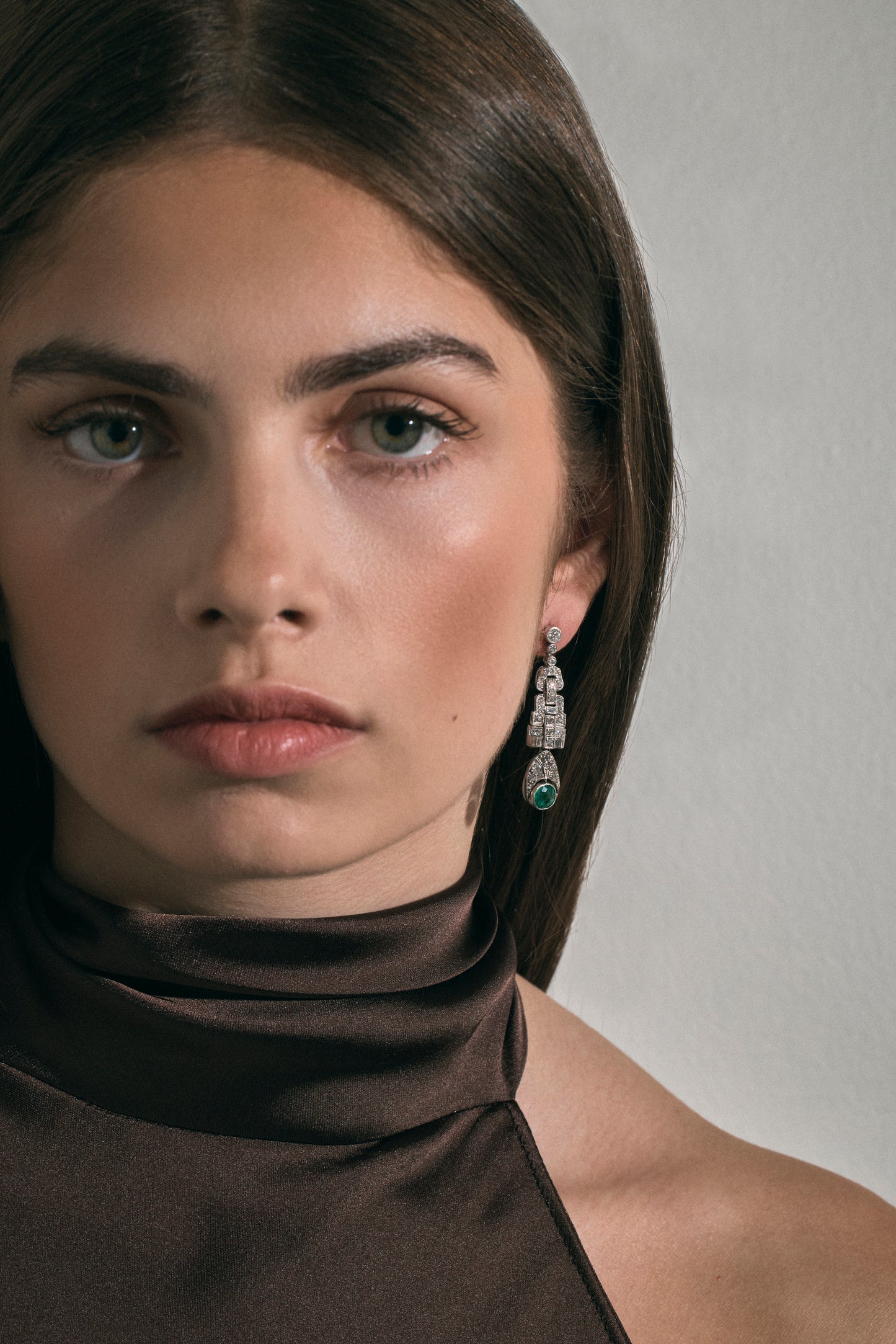 Art Deco Emerald Drop Earrings