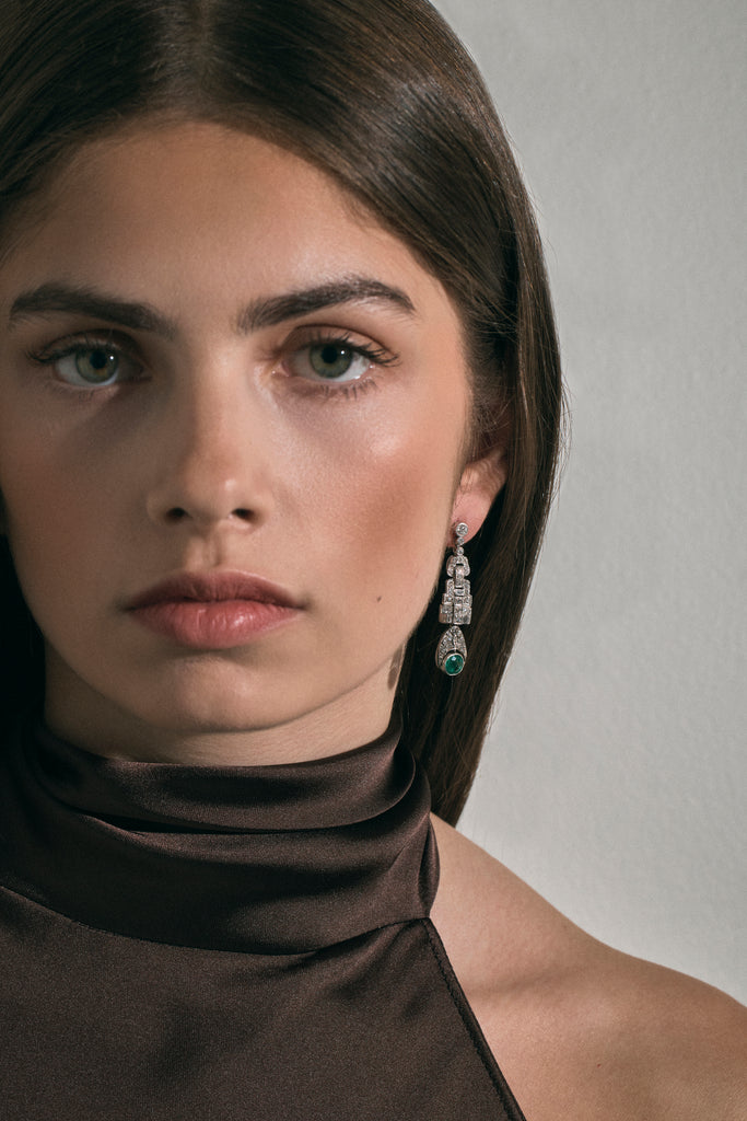 Art Deco Emerald Drop Earrings