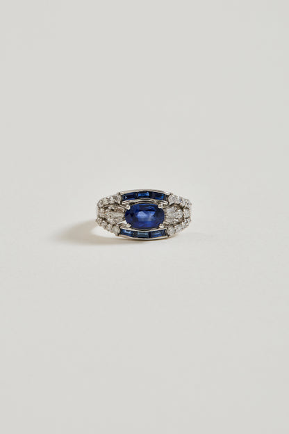 East-West Sapphire and Diamond Ring