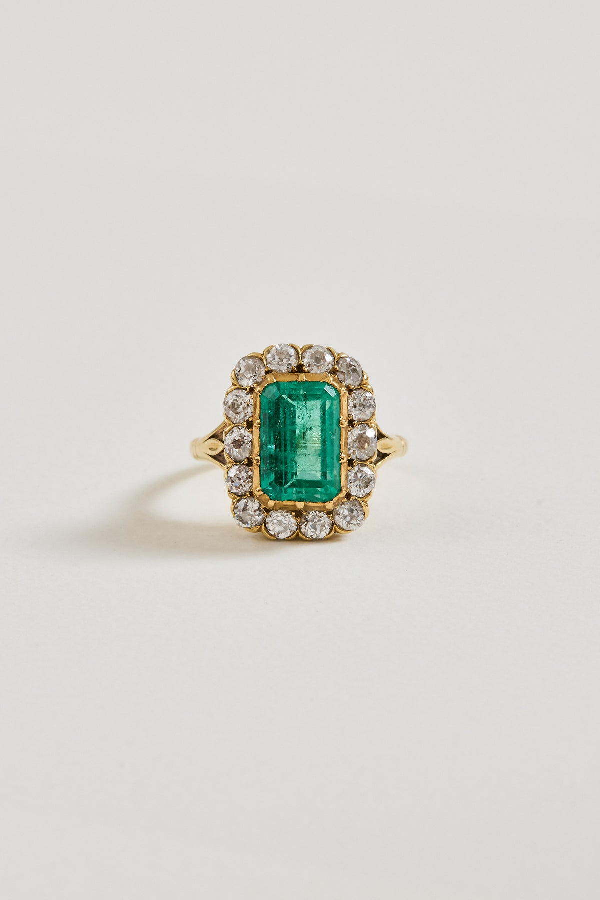 Vintage Emerald and Diamond Cluster Ring