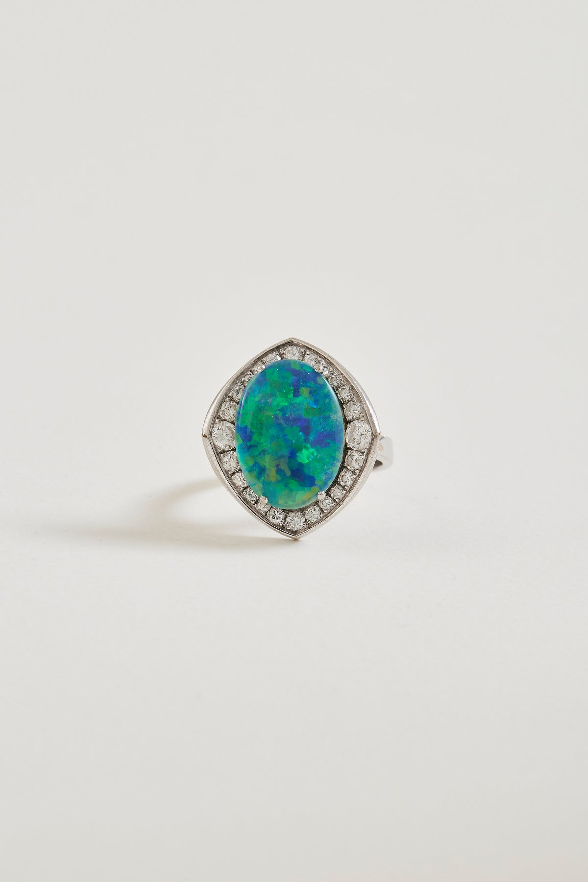 Black Opal and Diamond Ring