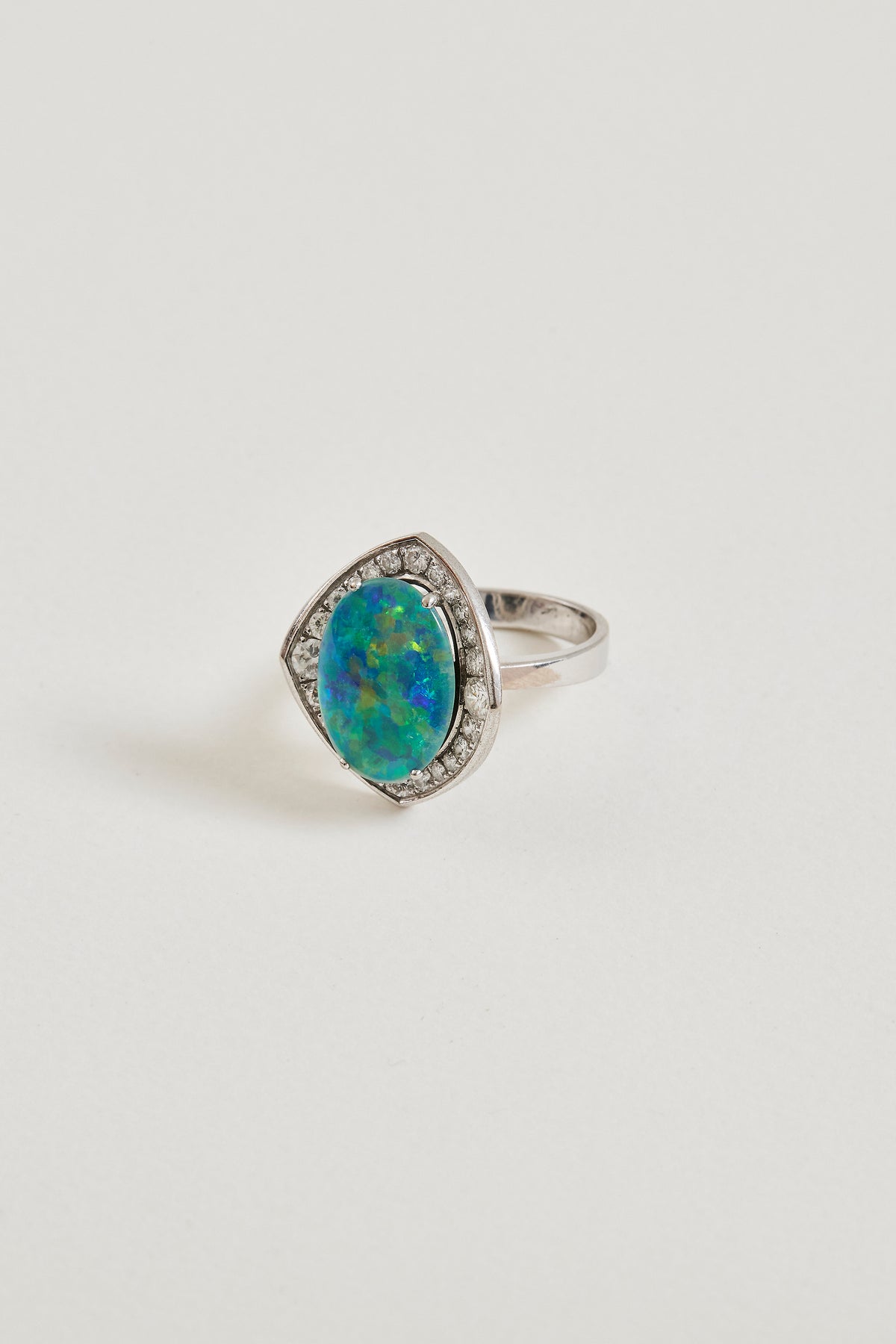 Black Opal and Diamond Ring