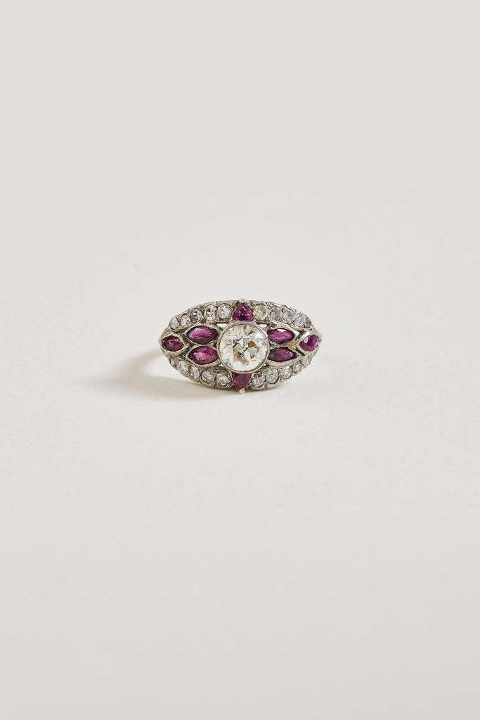 Diamond Art Deco Dome Ring