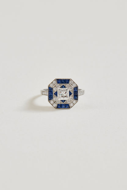 Sapphire Reverie Art Deco Design Ring