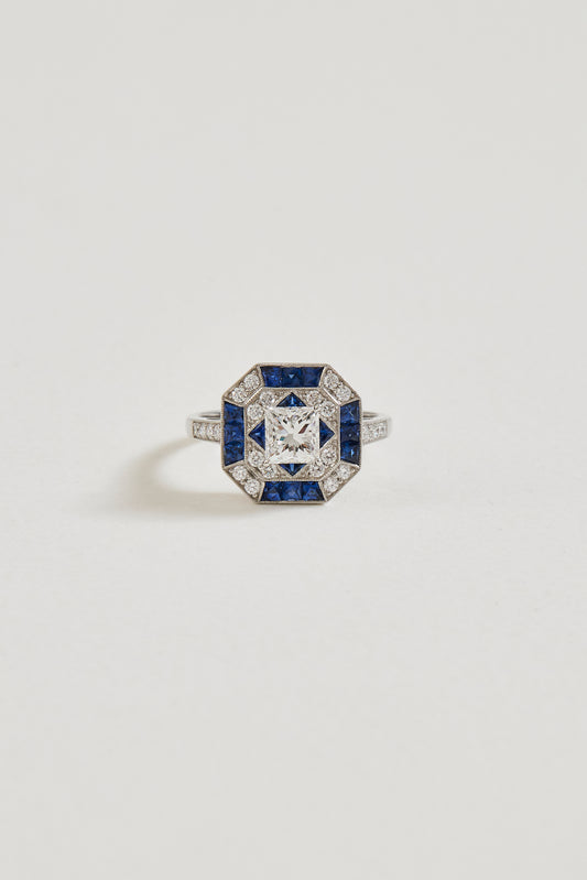 Sapphire Reverie Art Deco Design Ring