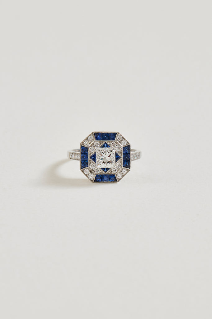 Sapphire Reverie Art Deco Design Ring