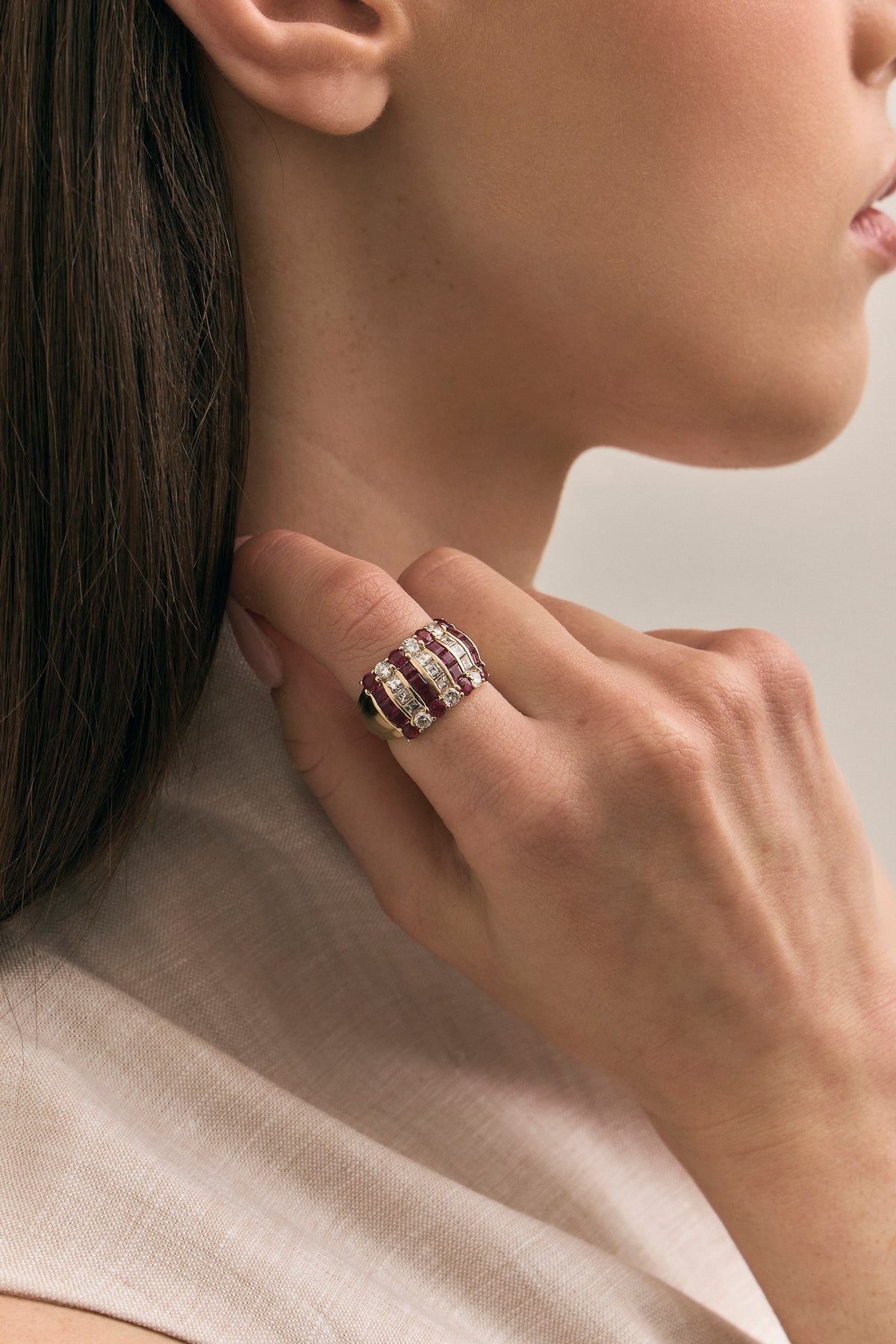 Ruby and Diamond Dome Ring