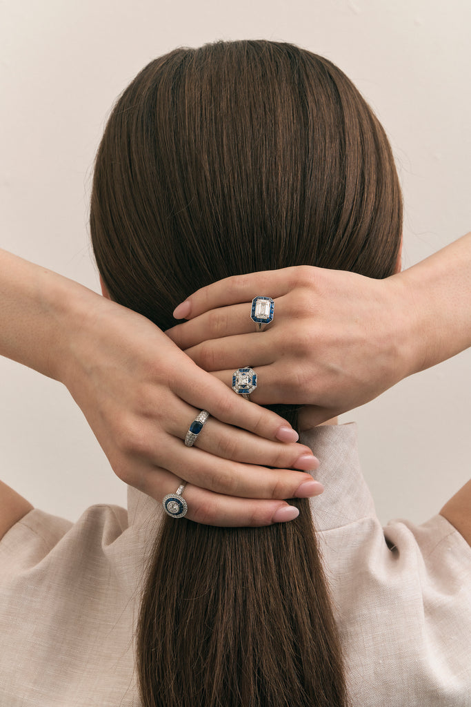 Sapphire Reverie Art Deco Design Ring