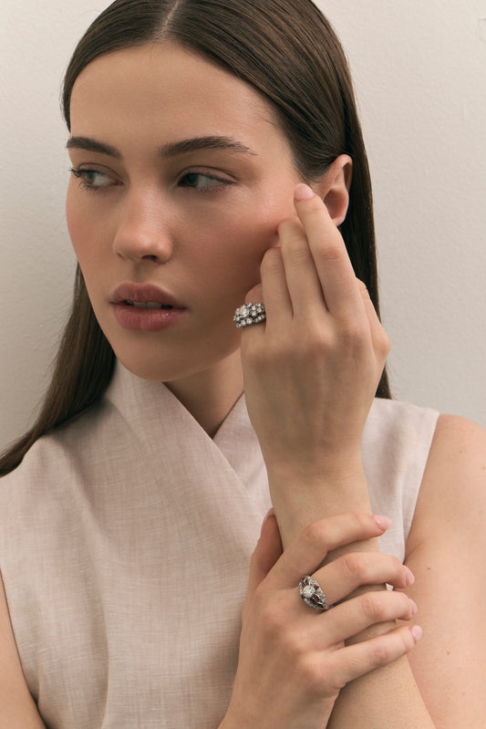 Diamond Art Deco Dome Ring