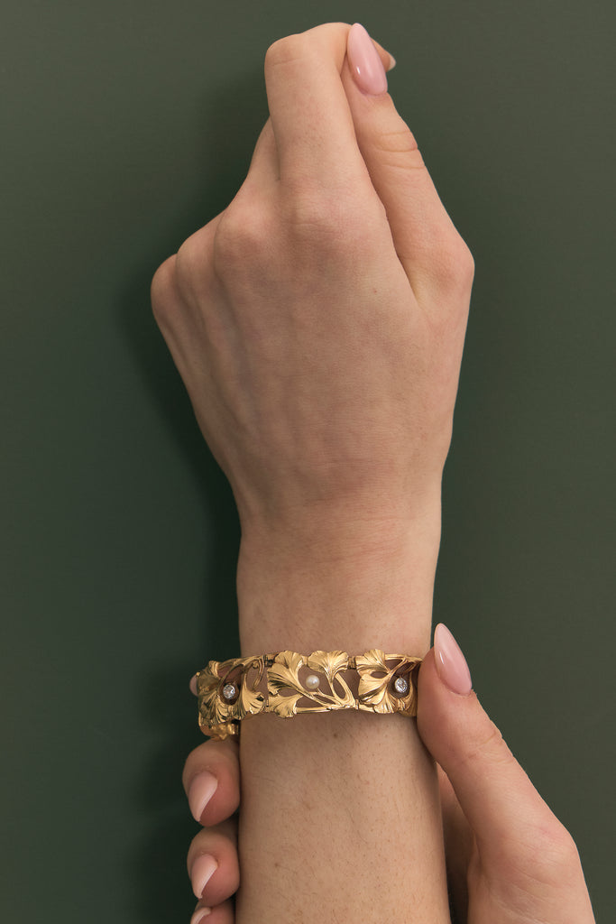 Diamond and Pearl Art Nouveau Bracelet