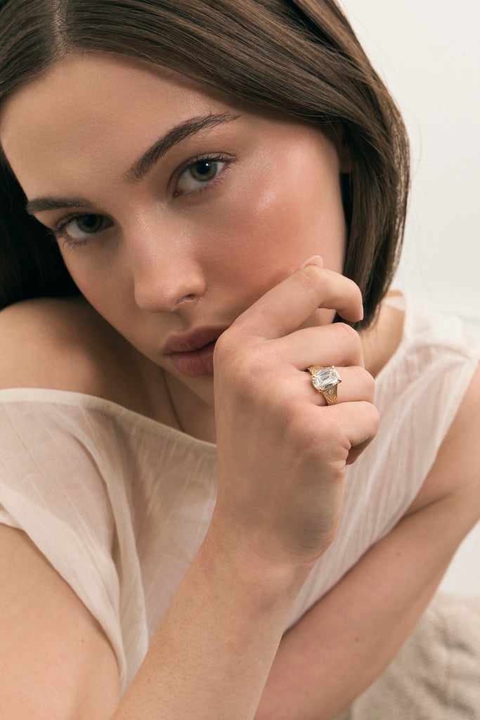 Diamond Deco Chevron Ring