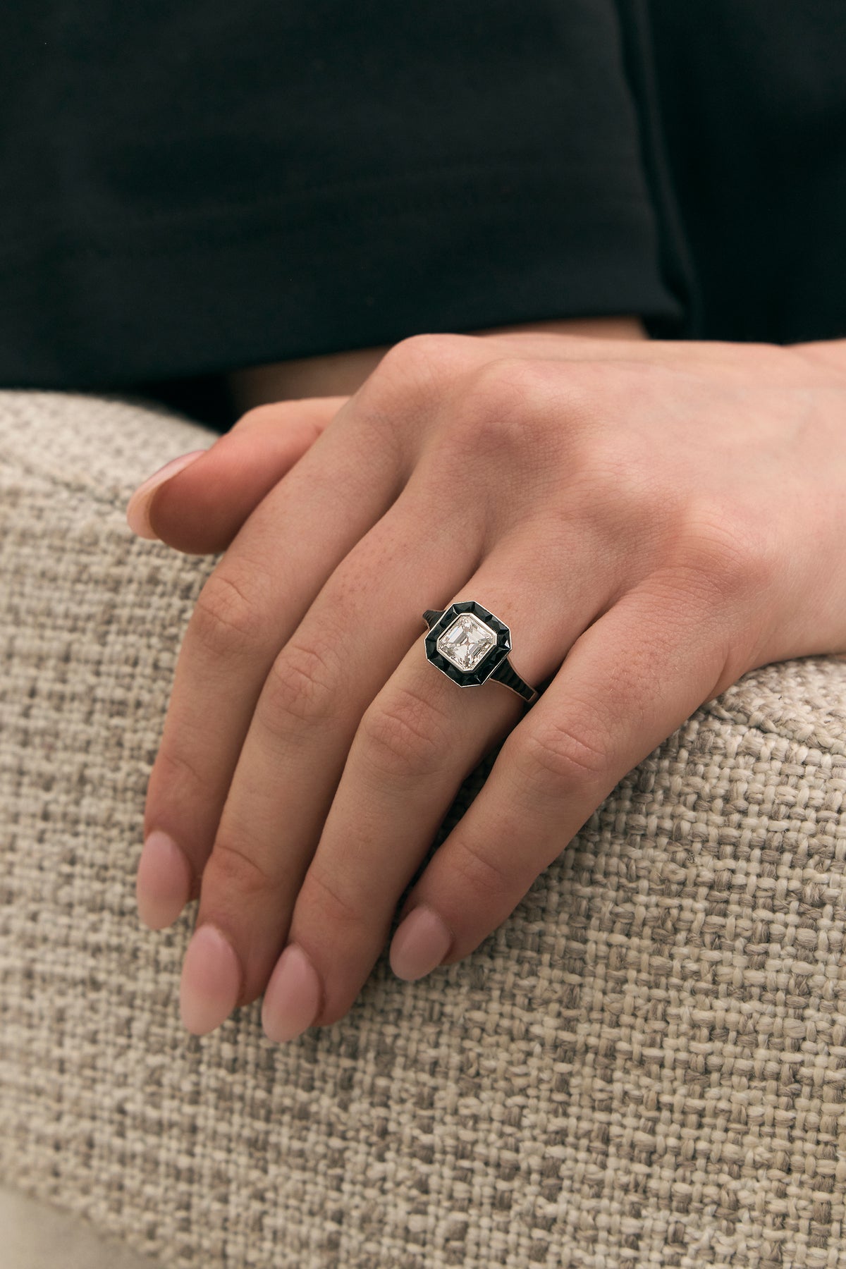 Asscher Art Deco Design Ring