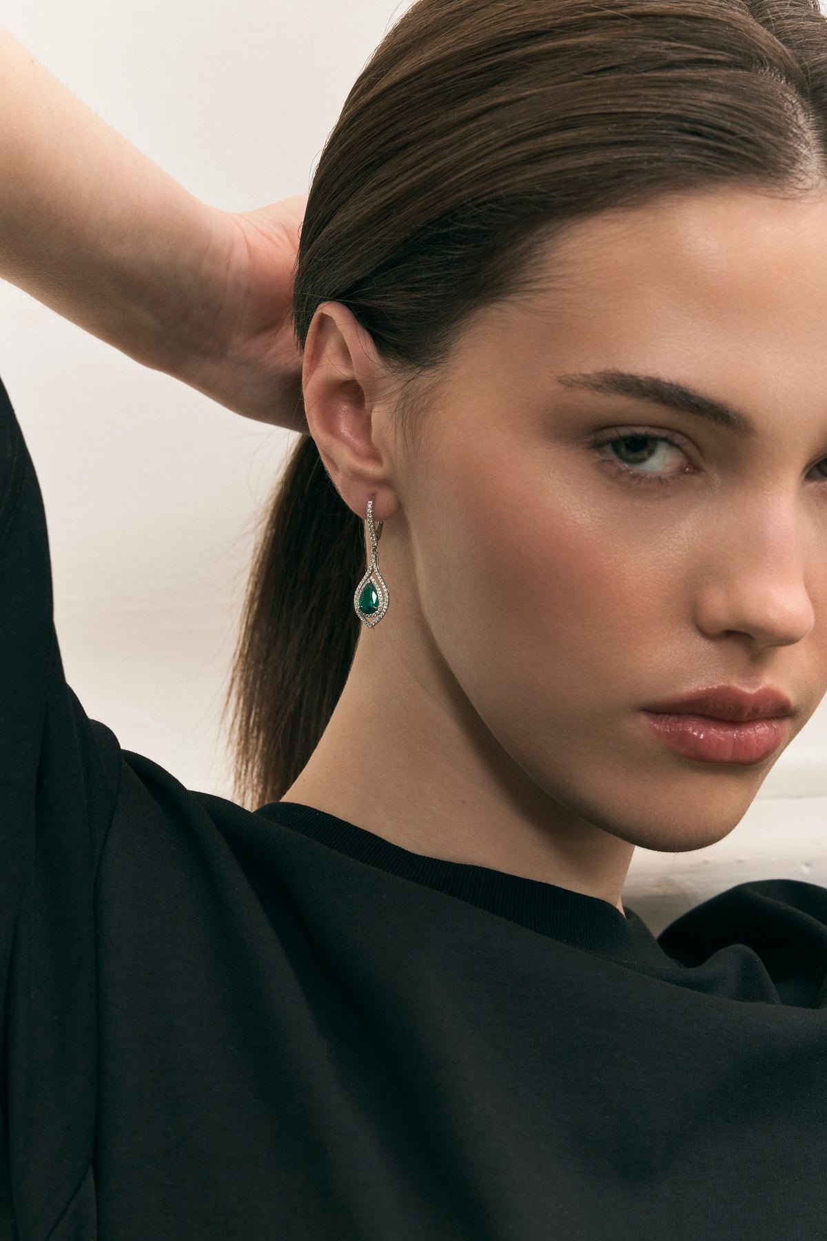 Emerald and Diamond Drop Earrings