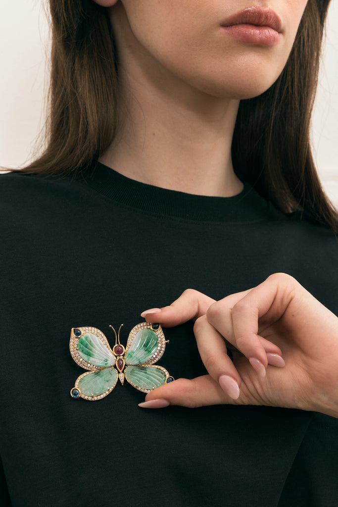 Jade Butterfly Brooch