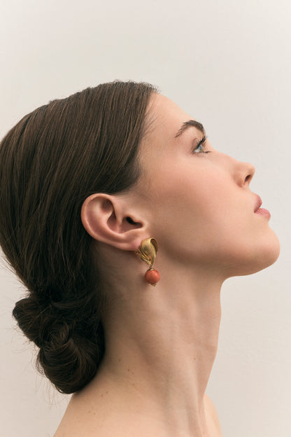 Mid-Century Coral Drop Earrings