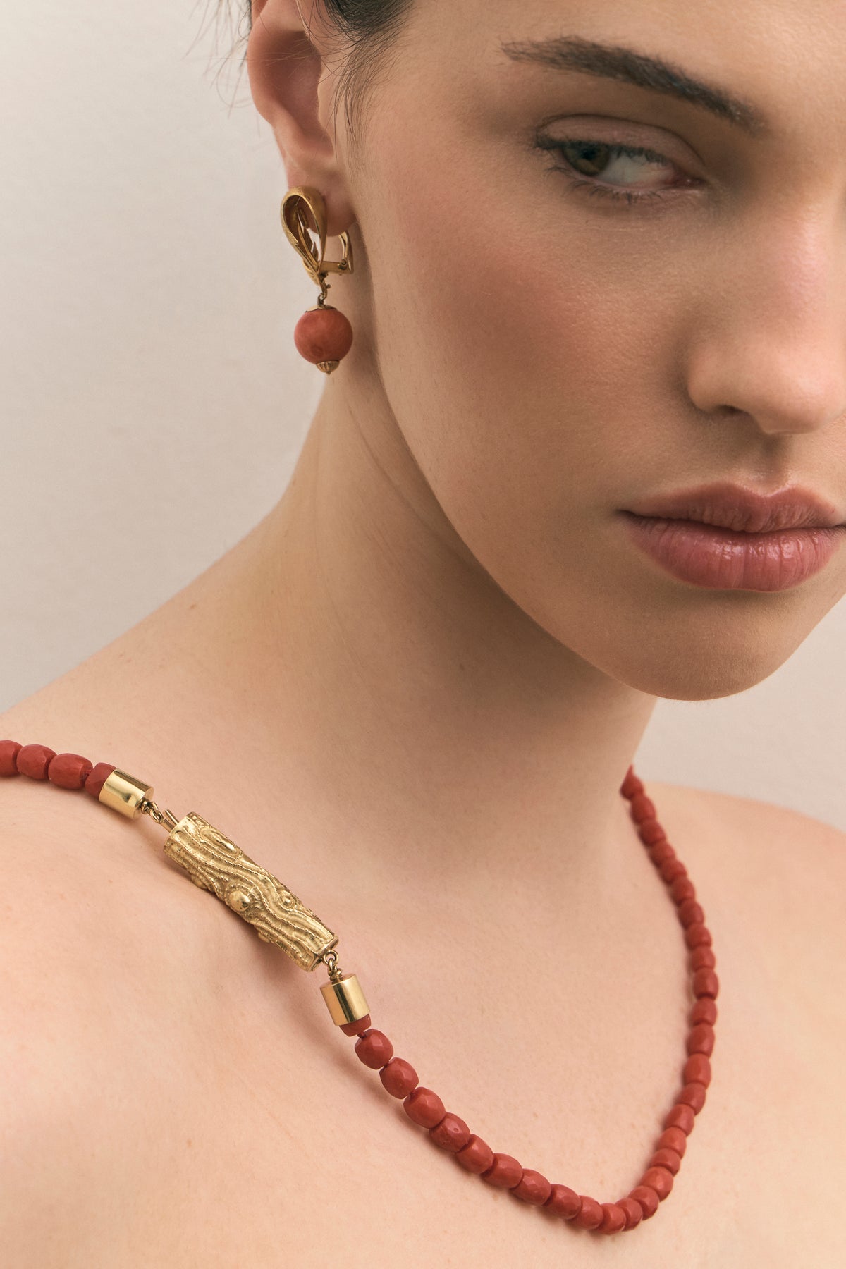 Mid-Century Coral Drop Earrings