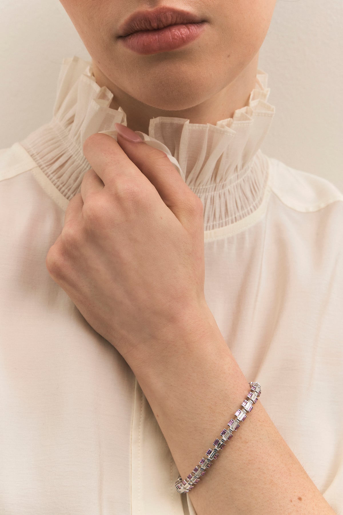 Pink Sapphire and Diamond Line Bracelet