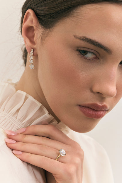 Floral Diamond Drop Earrings