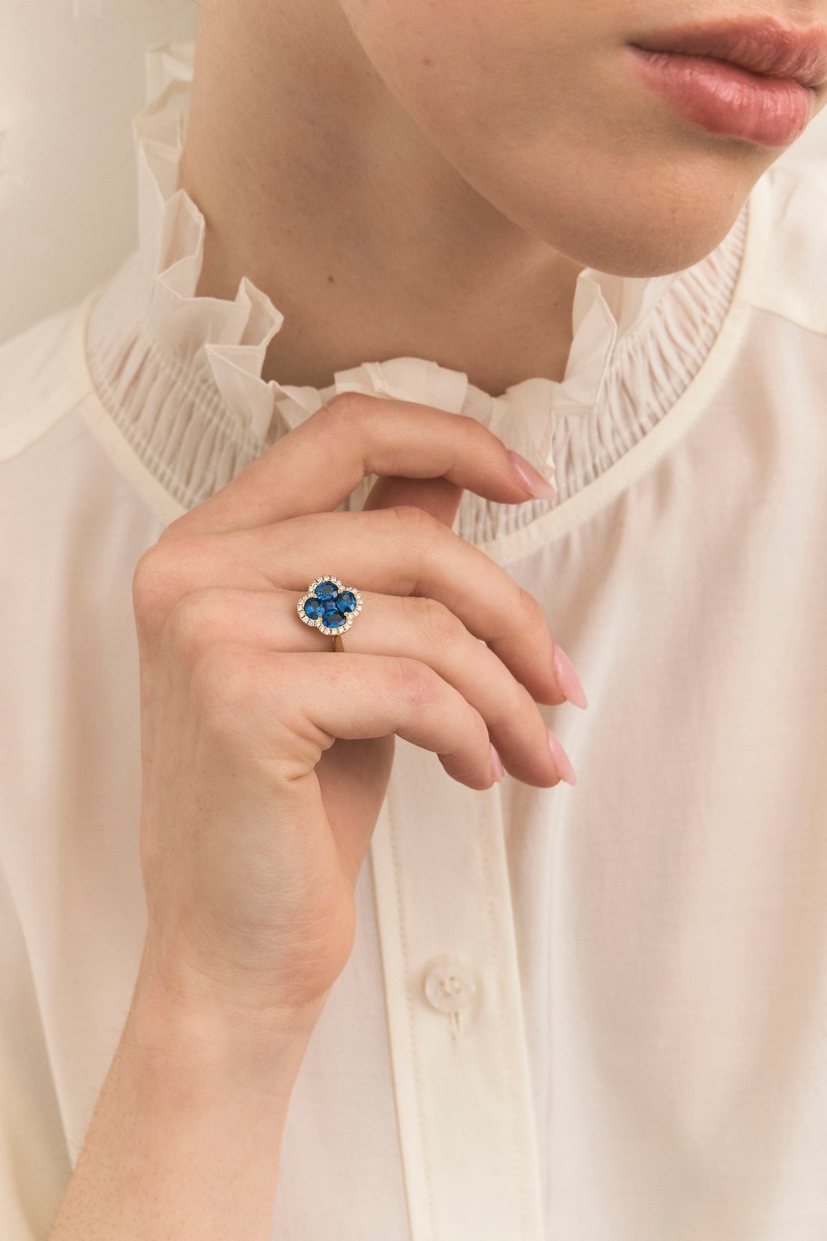 Sapphire Clover Ring