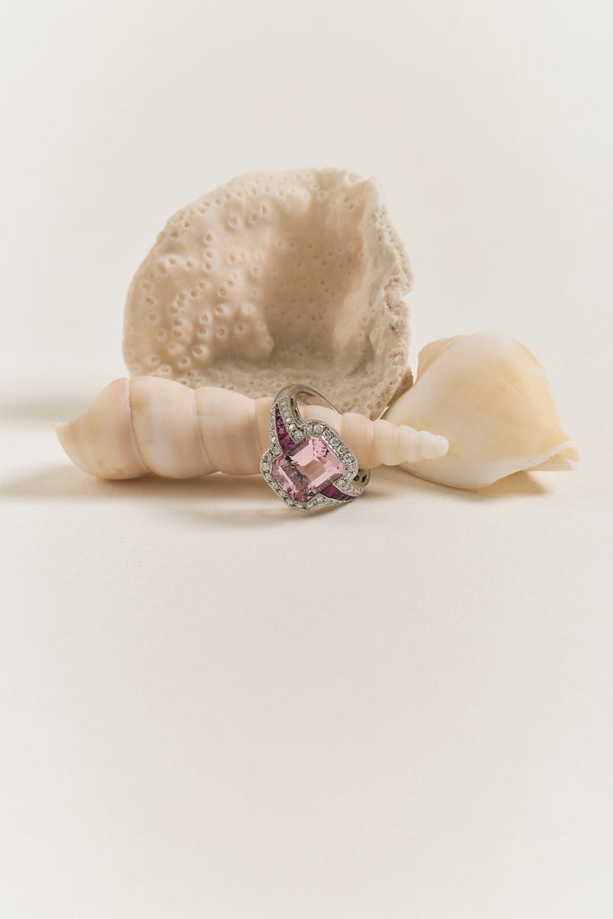 Morganite Art Deco Design Ring