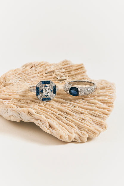 Sapphire Reverie Art Deco Design Ring