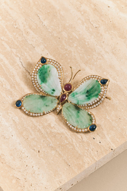 Jade Butterfly Brooch
