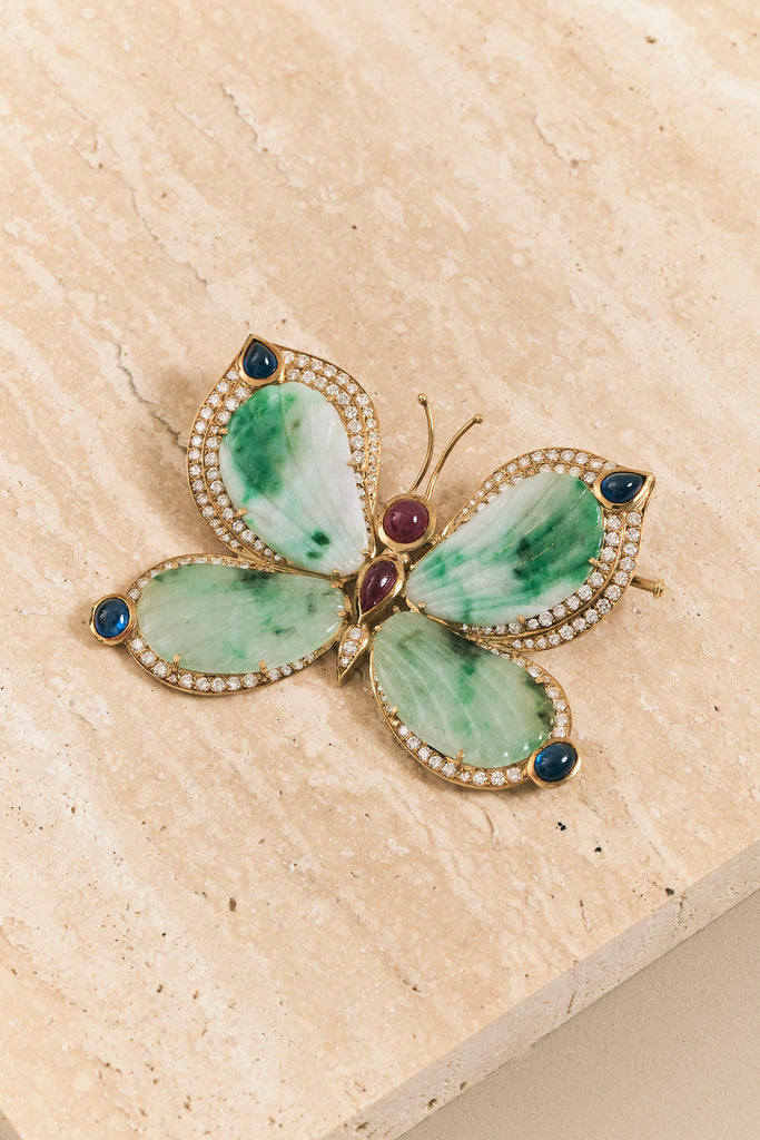 Jade Butterfly Brooch
