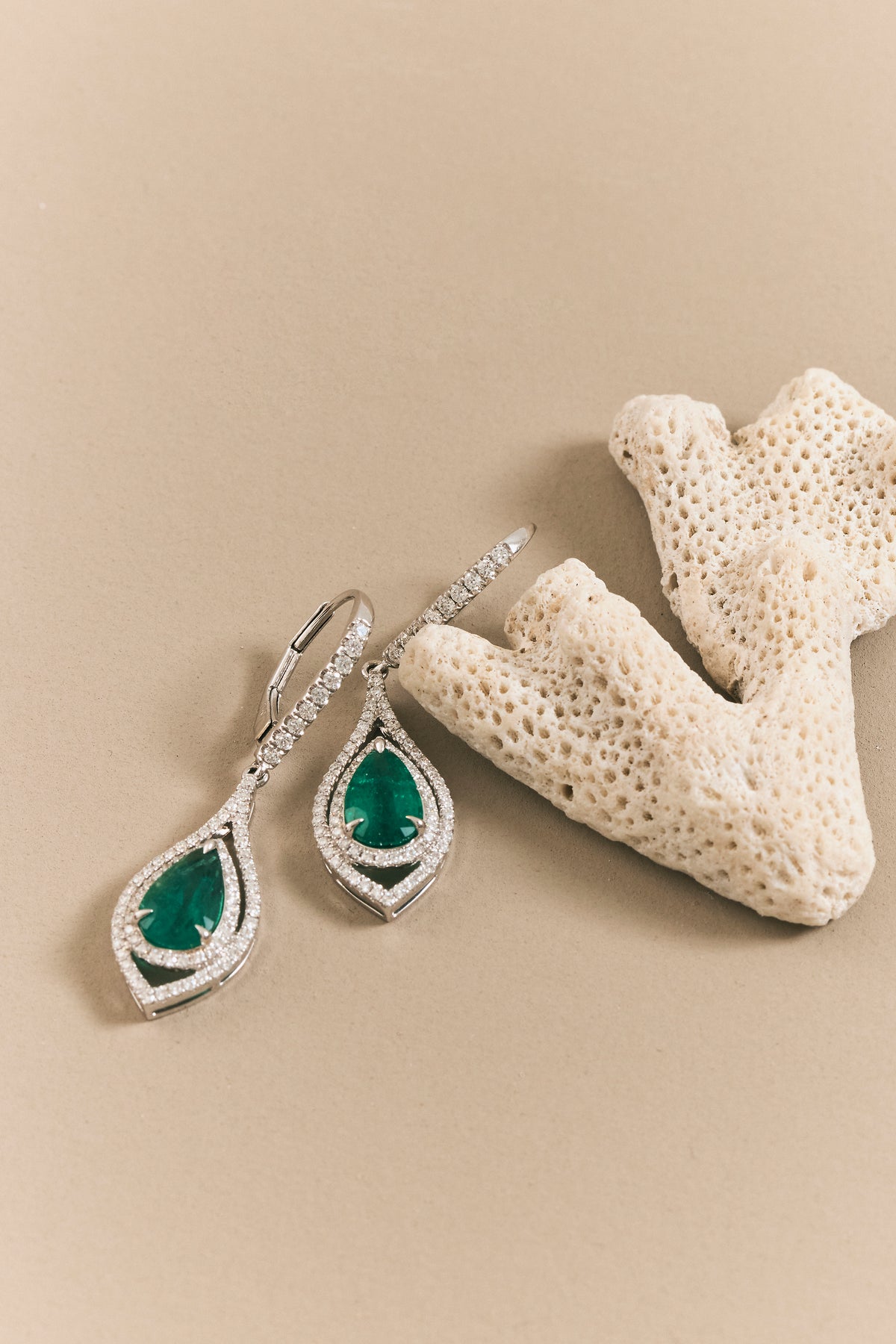 Emerald and Diamond Drop Earrings