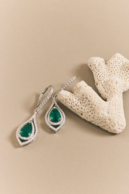 Emerald and Diamond Drop Earrings