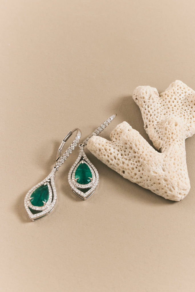 Emerald and Diamond Drop Earrings