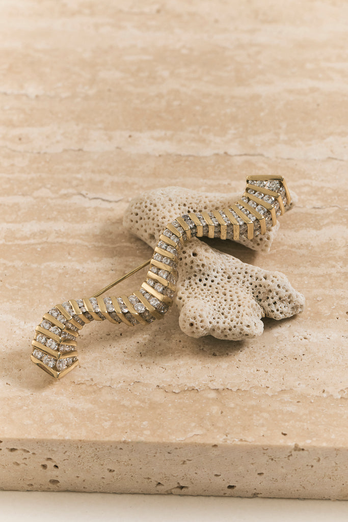 Vintage Chevron Diamond Brooch