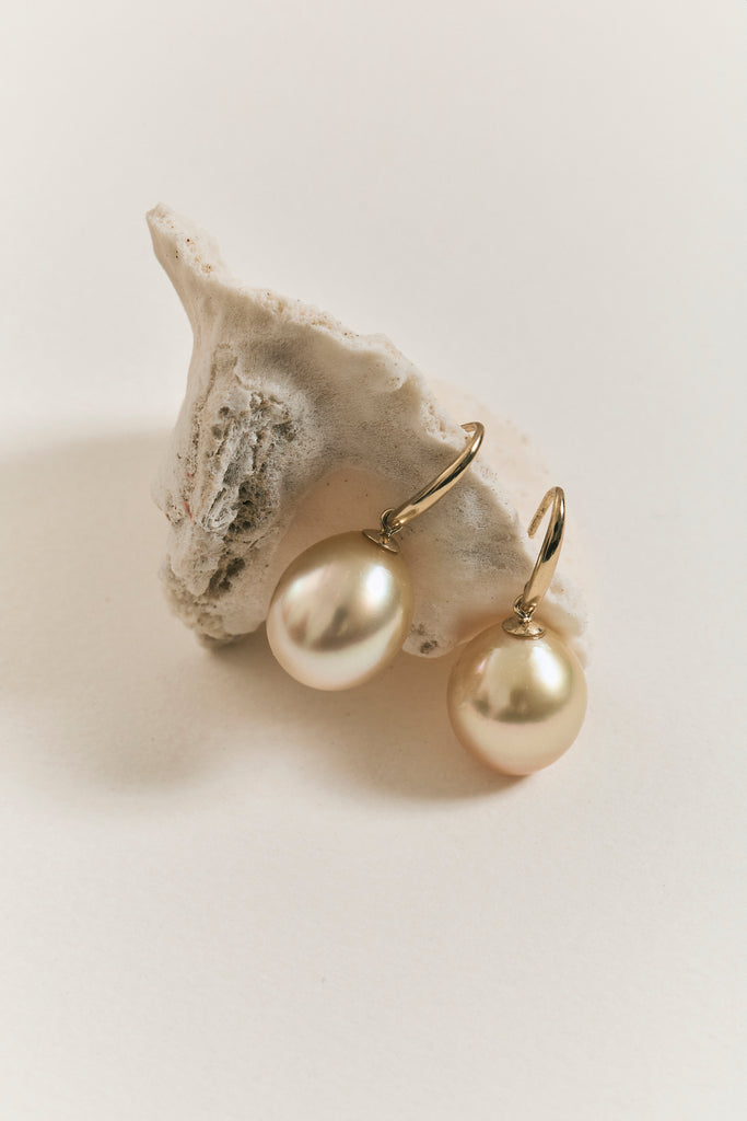 Golden Pearl Drop Earrings