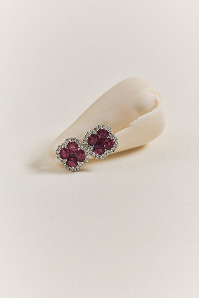 Ruby Clover Studs