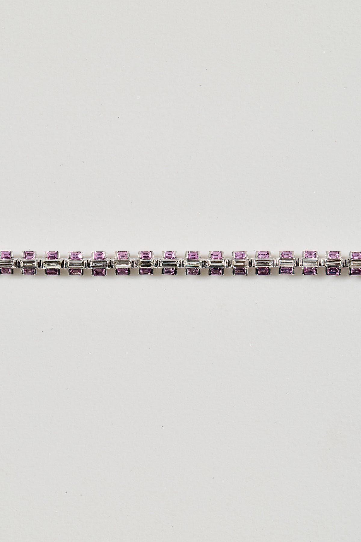 Pink Sapphire and Diamond Line Bracelet