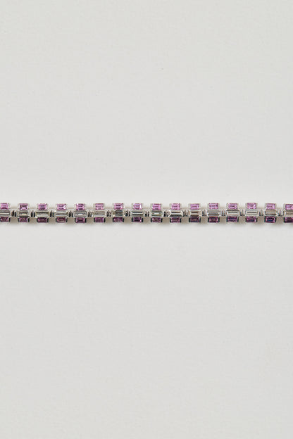 Pink Sapphire and Diamond Line Bracelet