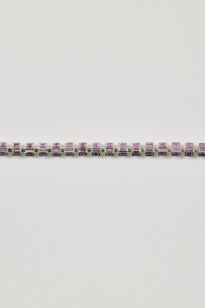 Pink Sapphire and Diamond Line Bracelet