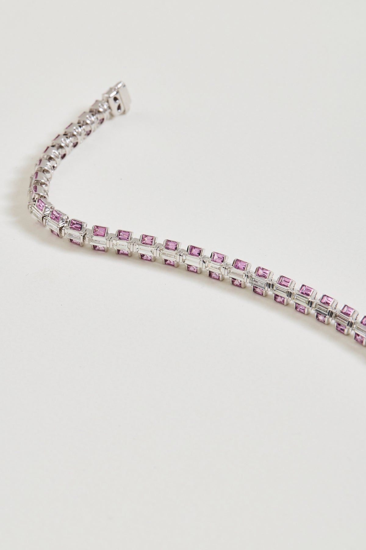 Pink Sapphire and Diamond Line Bracelet