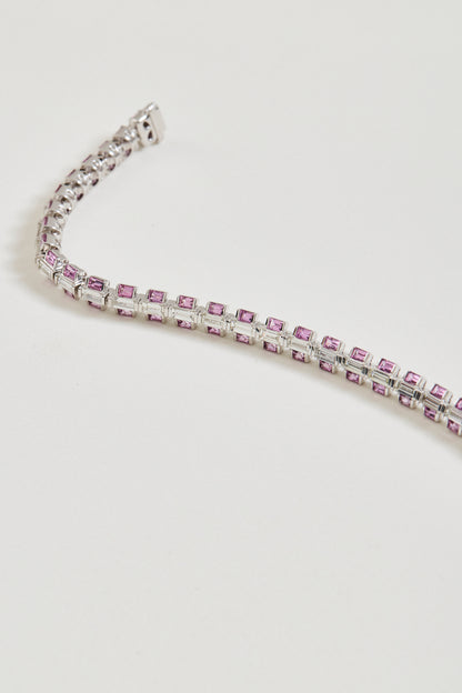 Pink Sapphire and Diamond Line Bracelet