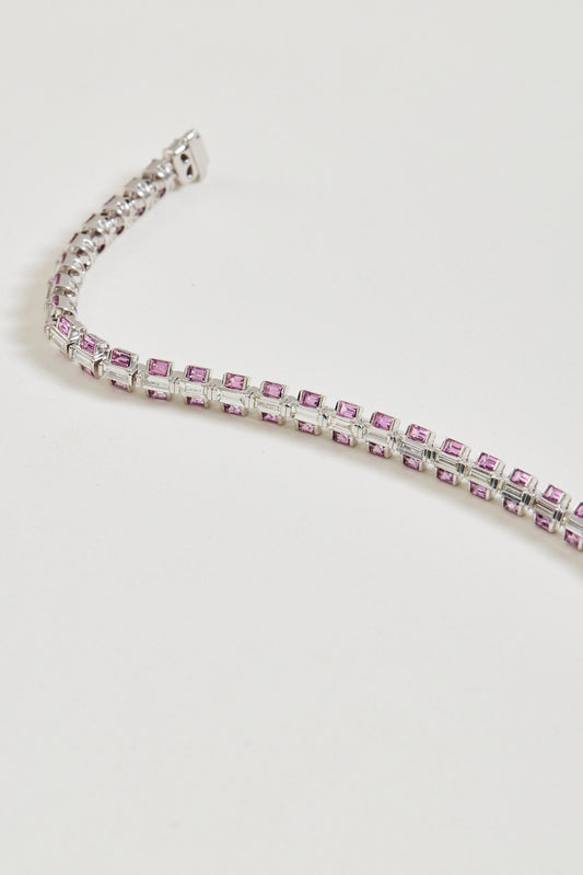Pink Sapphire and Diamond Line Bracelet